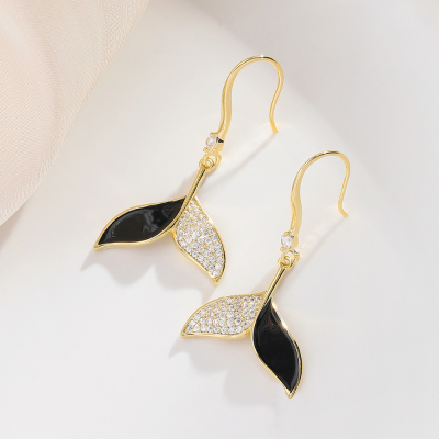 Boutique Copper Plated Gold Inlaid 5A Zircon High Quality Ear Hook Fashion Jersey