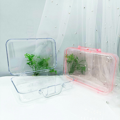 2022 New Transparent Large Square Handbag Children's Handmade DIY Acrylic Storage Box Bags Plastic Box