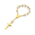 Hot Sale Glass Pearl Baptism Communion Gift Love Cross Finger Chain Mini Rosary Bracelet