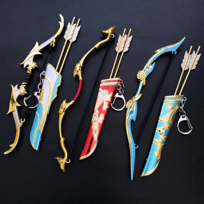 Garo Hou Yi Ethnic Bow and Arrow Weapon Alloy Children's Toy Model Bow and Arrow 18cm Decoration Scenic Spot Supply Wholesale