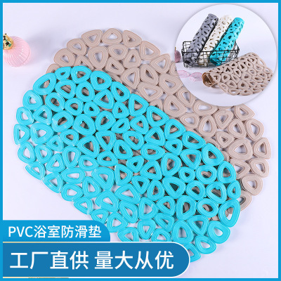 Jiamei Factory Simple Non-Slip Floor Mat Hollow out Bathroom Mat Quick-Drying Bathroom Non-Slip Floor Mat PVC Shower Floor Mat