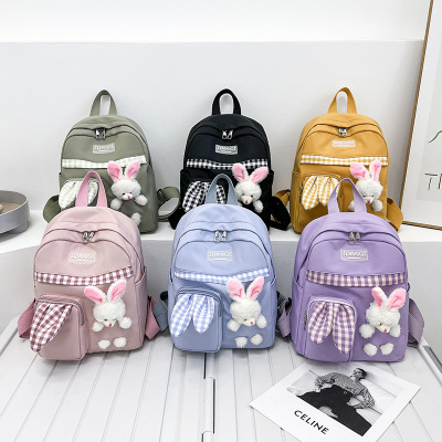 Children's Backpack Children's Bags Bag School Bag Girls' Schoolbags Cute Bunny Canvas Travel Bag