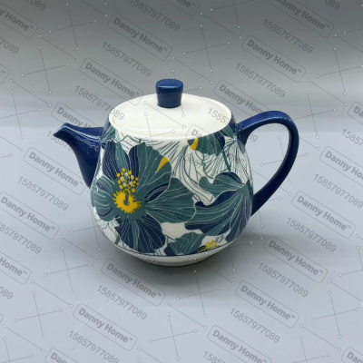 Porcelain Ceramic Ceramic Teapot Printing Teapot with Lid Teapot Handle Teapot Color Glaze Teapot
