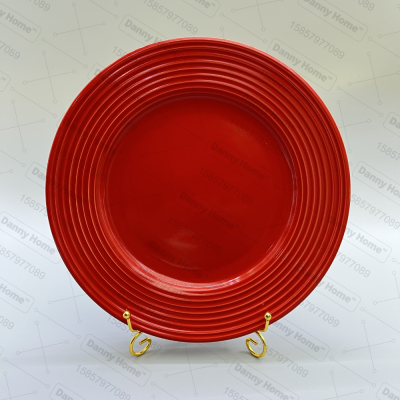 Danny Home Colored Glaze Ceramic 10.5-Inch Plate Dish Ins Creative Striped Minimalist Ceramic Dinner Plate European round