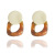 Korean Dongdaemun Same Product Earrings Retro Contrast Color Wooden Earrings Geometric Wooden Stitching Earrings Personalized Earrings