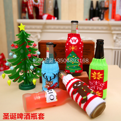 Christmas New Christmas Household Supplies High-End Knitted Christmas Beer Bottle Set Christmas Beer Bottle Decoration