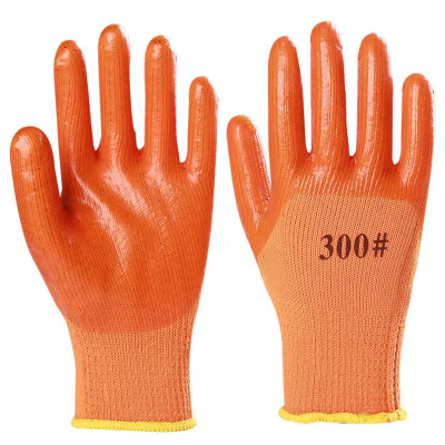 Fleece-Lined Thickened Gloves Labor Protection Wear-Resistant Durable Non-Slip Work Site Rubber Latex Labor Gloves Wholesale