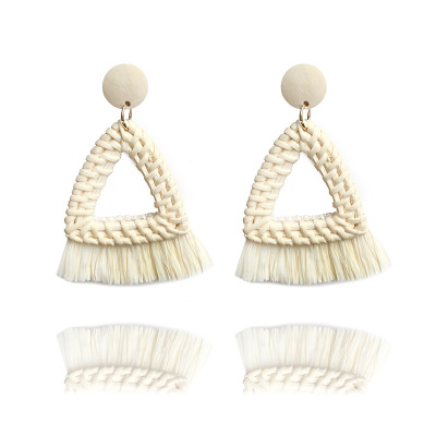 European and American Bohemian Retro Style Cross-Border Exaggerated Famous Brand Multi-Layer Rattan Tassel Female Earrings Factory Direct Sales