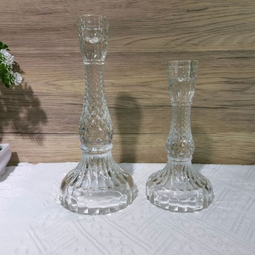 european retro rod wax candlestick home cafe romantic luxury ornaments vertical diamond embossed glass candlestick