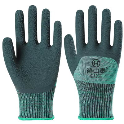 Rubber Gloves Labor Protection Wear-Resistant Tire Dipped Latex Non-Slip Rubber Breathable Construction Work Thin Nylon