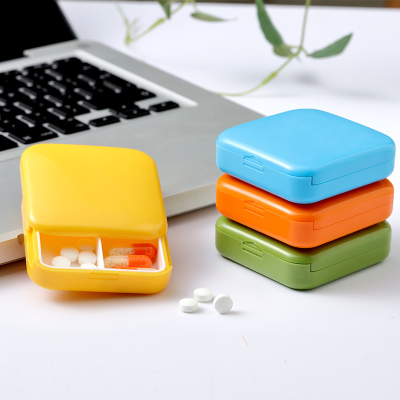 Portable Push-Pull 2-Grid Square Medicine Box for Foreign Trade