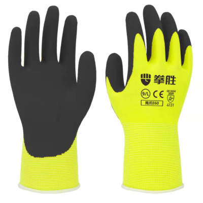 Boxing Sheng E60 Nitrile Frosted Gloves Cotton Thread Wear-Resistant Non-Slip Labor Gloves Work Elastic Wear-Resistant Gloves