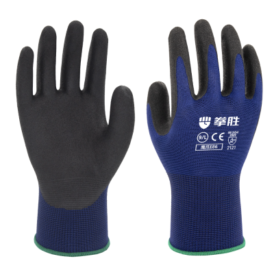 Boxing Sheng E86 Latex Frosted Gloves Cotton Thread Wear-Resistant Non-Slip Labor Gloves Work Elastic Wear-Resistant Gloves