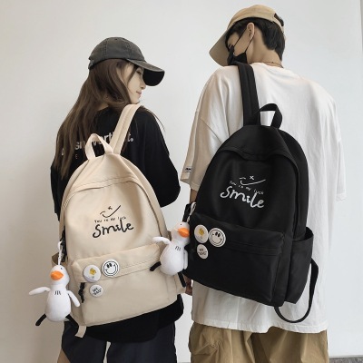 Schoolbag Solid Color Backpack 2021 New Stylish and Lightweight Primary and Secondary School Students University Couple Backpack