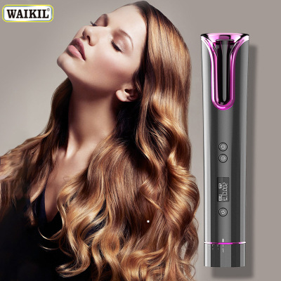 Cross-Border Household Wireless Hair Supplies LCD Digital Display Portable USB Charging Automatic Hair Curler Factory Wholesale