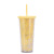 Amazon New 24Oz Double-Layer Plastic Cup Men and Women Sequins Gold Leaf Glitter Creative Water Cup with Straw