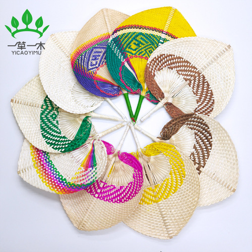 factory direct sales bamboo woven large cattail leaf fan summer handmade woven fan dance fan hand fan cool papyrus fan