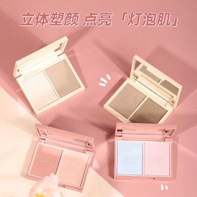 Soft Three-Dimensional Two-Color Contour Compact Natural Brightening Nose Shadow Blush Highlight Repair Makeup Palette