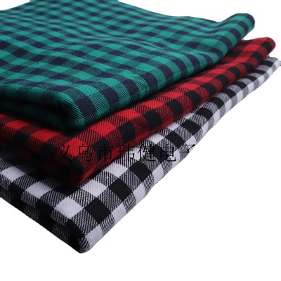 Checked Cloth Yarn-Dyed Cotton 21S Brushed Brushed DIY Handwork Cloth Men's and Women's Kids' Shirts Fabric Factory Direct Sales