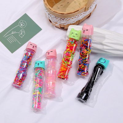 Long Barrel 187 Pieces Disposable Children's Rubber Band Hair Bands Little Princess Braided Hair Strong Pull Constantly Children Colored Hair Band