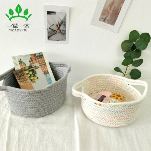 new cotton string woven storage basket household supplies toy storage bag living room bedroom fabric craft storage basket