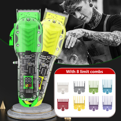 Amazon Hot Sale Colorful Transparent Hair Clipper Colorful Shaving Head Electric Hair Cutter Full Transparent Electric Hair Clipper Hair Salon Electrical Hair Cutter