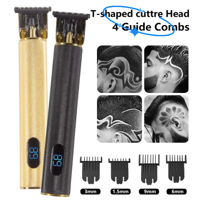 Cross-Border Electric Clipper Carving Oil Head Clippers Charging Digital Display Shaving Head Luminous Head Artifact Carving Ceramic Knife Hair Clipper