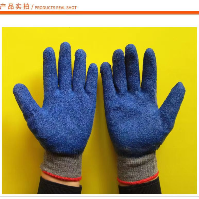 Authentic Grade A Dipping Wear-Resistant Work Non-Slip Thickened Cotton Thread Wrinkles Rubber Hanged Protective Rubber Protective Gloves