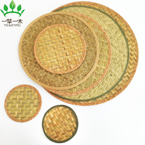 seaweed woven placemat vintage tea table cloth round tea mat dish mat coaster woven heat proof mat dining table cushion