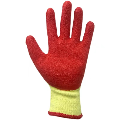 Gloves Labor Protection Wear-Resistant Work Wrinkle Non-Slip Waterproof Dipped Rubber Cotton Thread Thickened Rubber Breathable Construction Site Work