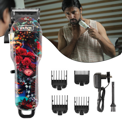 Cross-Border Hot Hair Scissors Carved Graffiti Electric Clipper Strong Power Electrical Hair Cutter Oil Head Hair Clipper Electric Clipper