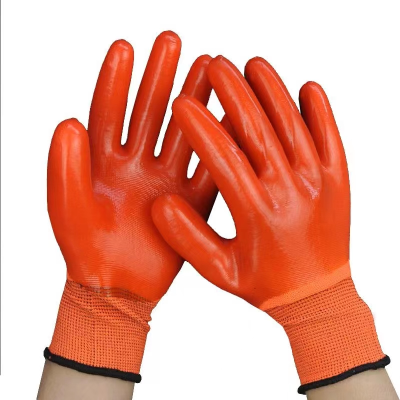 Gloves Labor Protection Wear-Resistant Work Men's Construction Site Work PVC Full Hanging Full Glue Thickened Rubber Oil-Proof Rubber Waterproof Winter