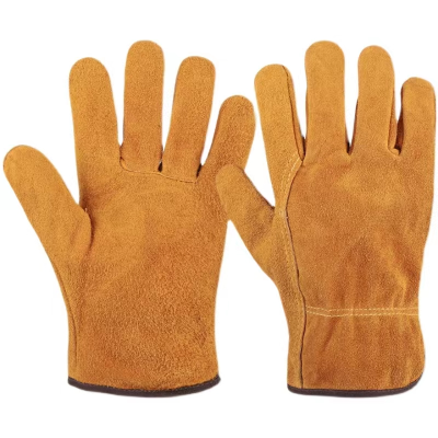 Arc-Welder's Gloves Short Cowhide Anti-Scald Labor Protection Men's Welder Work Special Wear-Resistant Thickening High Temperature Resistant Protection Work