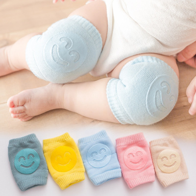 2021 Summer Terry Baby Foot Sock Elbow Pad Toddler Crawling Knee Pad Baby Child Knee Pad Smiley Face Knee Pad