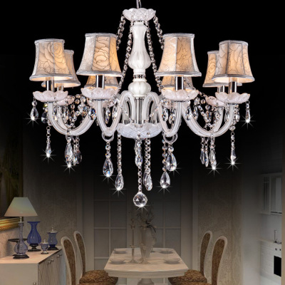 6-Head 8-Head 10-Head 12-Head White Crystal Chandelier Candle Light Hotel Room Lamp Entertainment Venue Lamp Exhibition Hall Facade