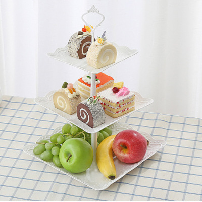 Three-Layer Cake Stand European-Style Three-Layer Fruit Plate Dried Fruit Tray Afternoon Tea Dessert Tray Dessert Table 