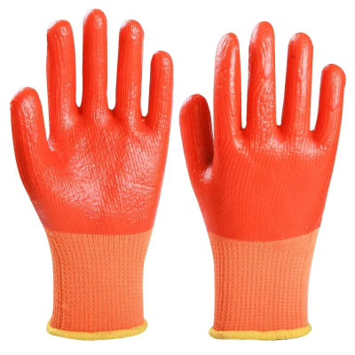 PVC Terry Winter Labor Gloves Waterproof Non-Slip and Oilproof Wear-Resistant Thickening Warm Work Men's Rubber