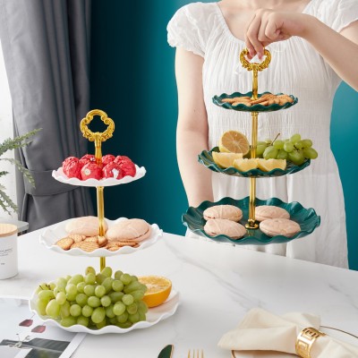 Nordic Plastic Dim Sum Plate Light Luxury Three-Layer Fruit Plate Living Room Fruit Plate Wedding Christmas Dessert