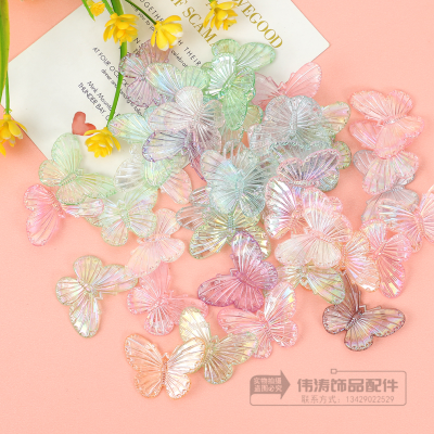 Factory Direct Sales Acrylic Transparent AB Color Butterfly Handmade DIY Headdress Phone Case Woven Beads Ornament Accessories
