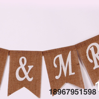 Linen Hanging Flag Wedding, Birthday, Christmas Party Hanging Flag Linen Pennant, Factory Hot Sale