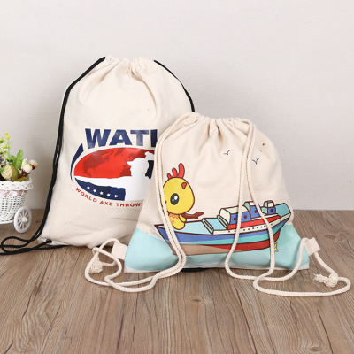 Factory Professional Customized Canvas Bag Drawstring Drawstring Pocket Advertising Creative Cotton Bag Printed Backpack Drawstring Pocket