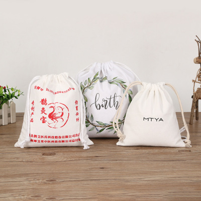 Factory Professional Custom Cotton Canvas Bag Drawstring Drawstring Pocket Rice Dry Goods Packaging Bag Printable Logo