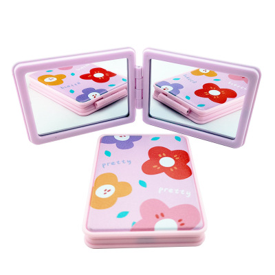 Mirror College Students Teenage Creative Solid Color Makeup Mirror Makeup Foldable Double-Sided Mirror Double Mirror