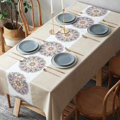 Nordic Dining Tablecloth Waterproof and Oil-Proof Disposable PVC Table Runner Hotel Tablecloth Party Anti-Fouling Table Cloth Cross-Border Wholesale