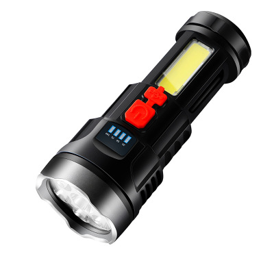 Plastic Power Torch Led Cob Sidelight Dual Lamp USB Solar Charging Long Shot