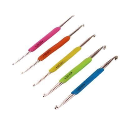 Cross-Border Double-Headed Crochet TPR Silicone Soft Handle Aluminum Crochet Hook DIY Wool Knitting Sweater Needle Set Wholesale