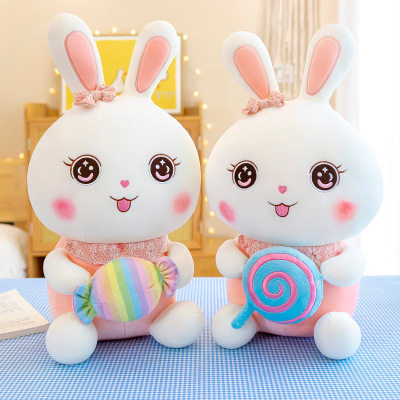 Novelty Toy Lollipop Little Bunny Plush Toy down Cotton Candy Rabbit Doll Pillow Factory Wholesale