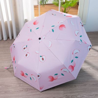 Creative Fruit Sun Umbrella Little Daisy Automatic Vinyl Sun Umbrella UV Protection Sunshade Triple Folding Umbrella Wholesale