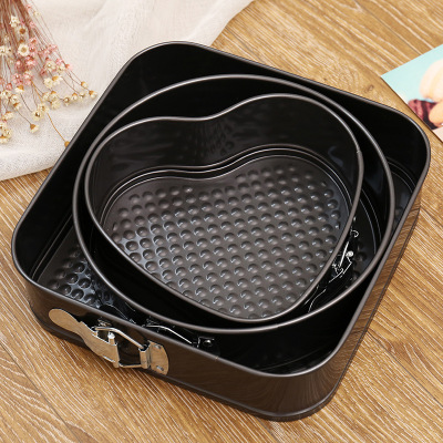 Square Heart round Set Non-Stick round Buckle Cake Mold Lock Live Bottom Cake Mold Honeycomb Buckle Carbon Steel Plate