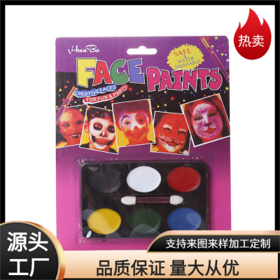 Hot Sale Children's 6-Color Suction Card Face Paint Body Makeup Props Cos Camouflage Body Painting Cream Fans Factory Direct Sales